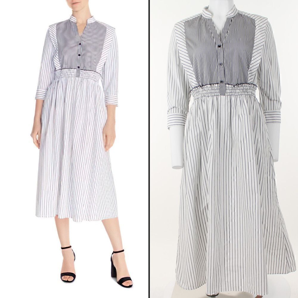 Sandro Alison Striped Cotton MIDI Dress